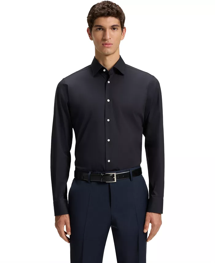 

Мужская классическая рубашка из стрейч-хлопка Hugo Boss, белый