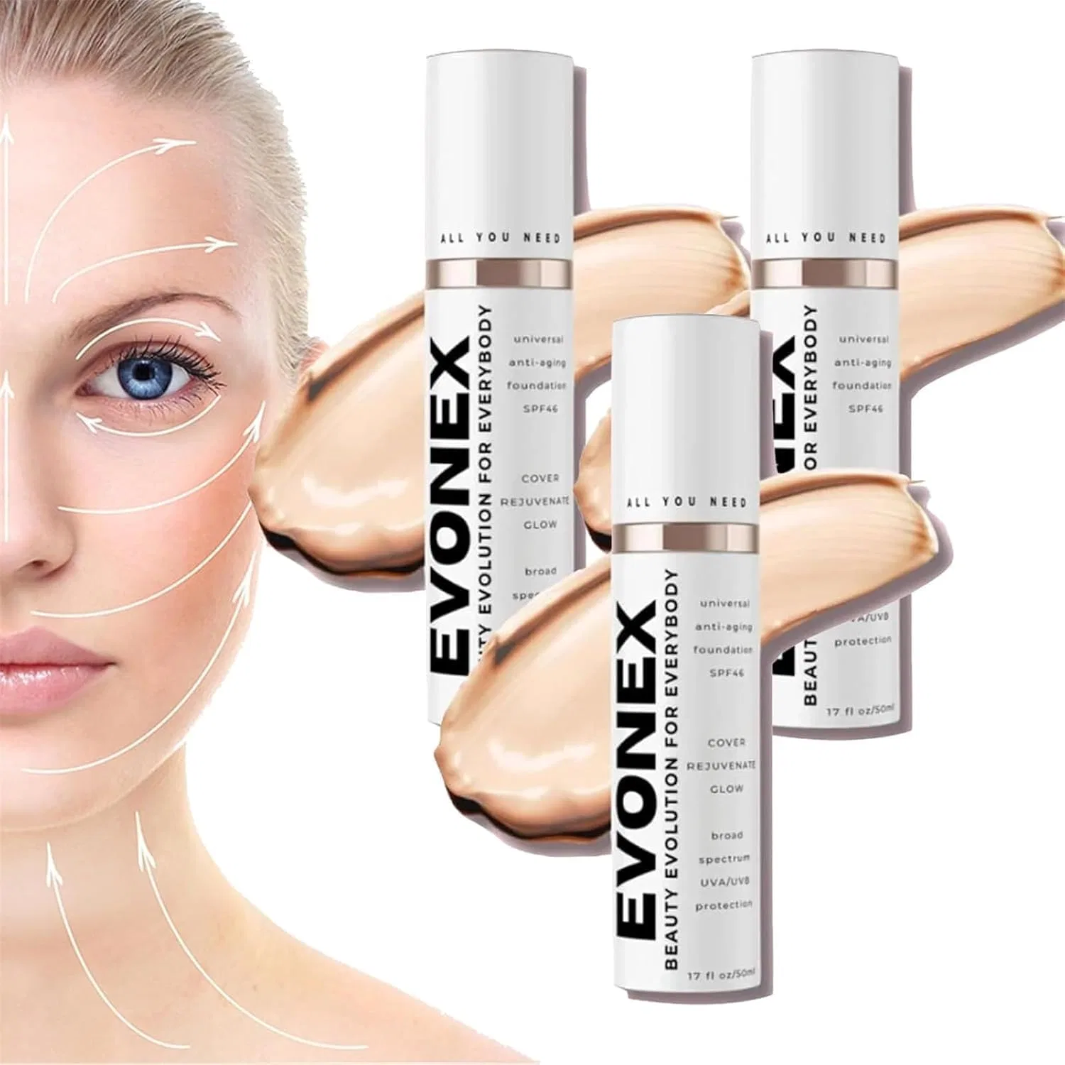 Увлажняющая антивозрастная тональная основа «Age Defying Foundation» Generisch, 3 Pieces.