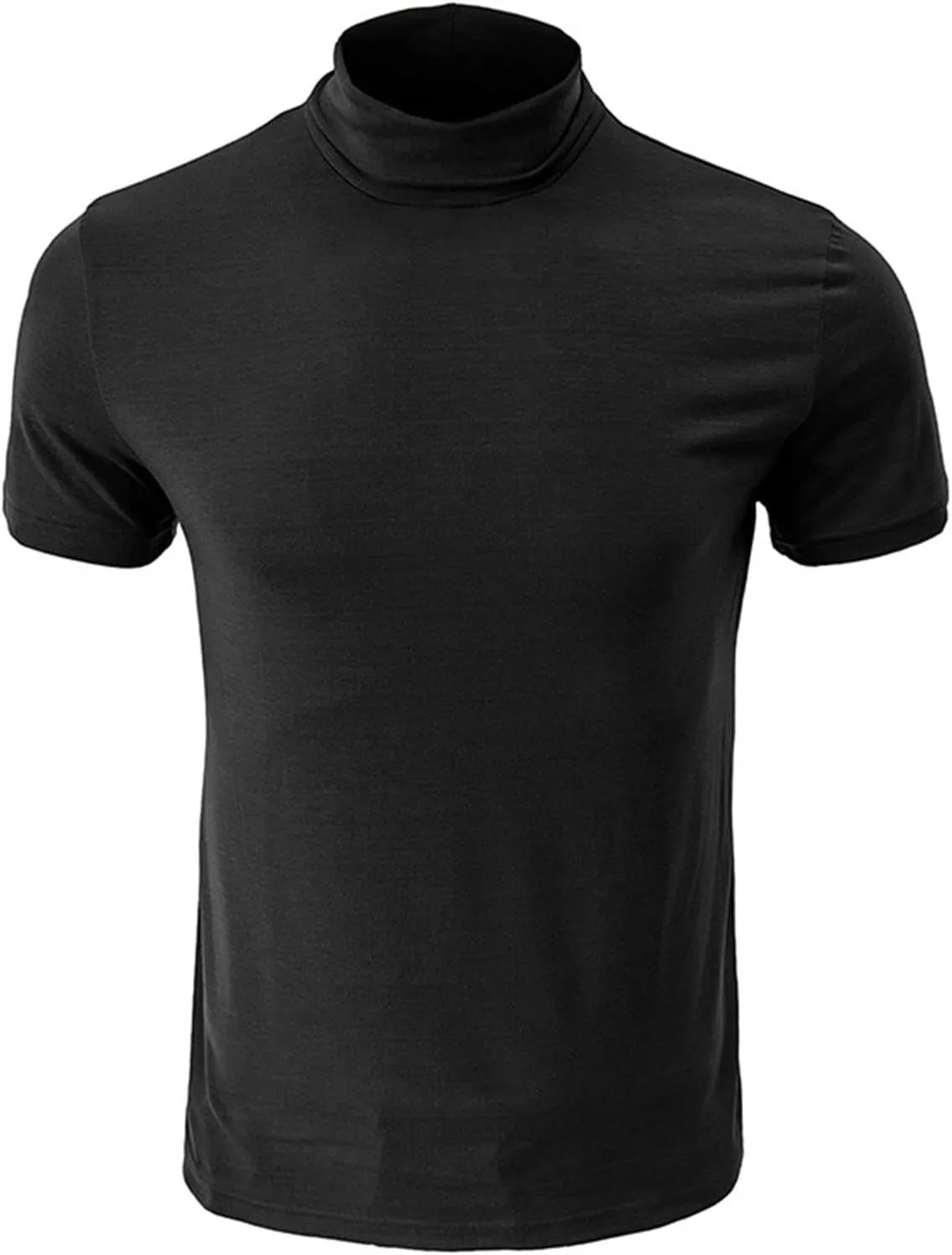 Футболка мужская с коротким рукавом и высоким воротником Slim Fit — фото 2