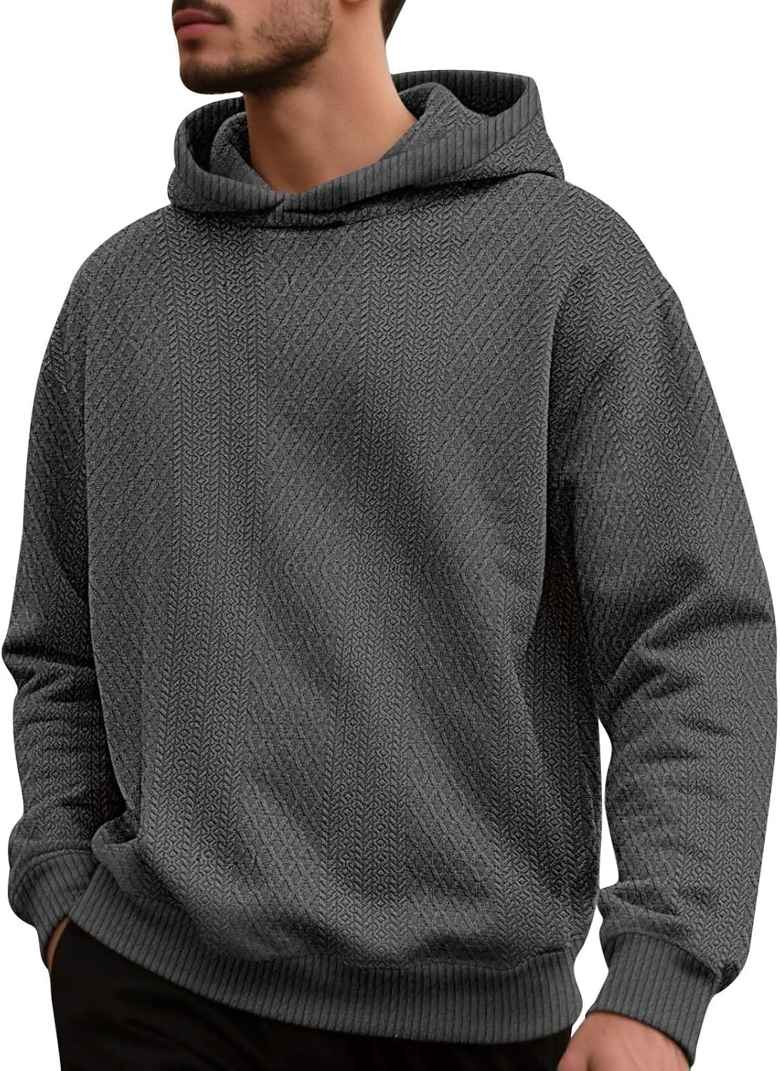 

Мужской пуловер с капюшоном, клетчатый джаккард, свободный крой Xiaojmake