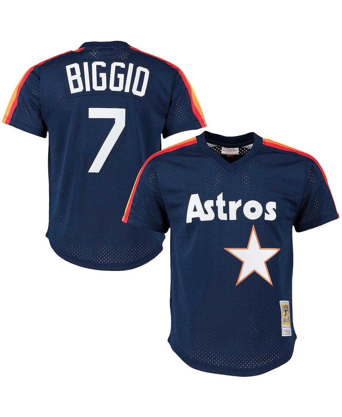 

Мужской темно-синий пуловер Craig Biggio Houston Astros Cooperstown 1991 Cooperstown Collection, большой и высокий пуловер, трикотаж Mitchell & Ness
