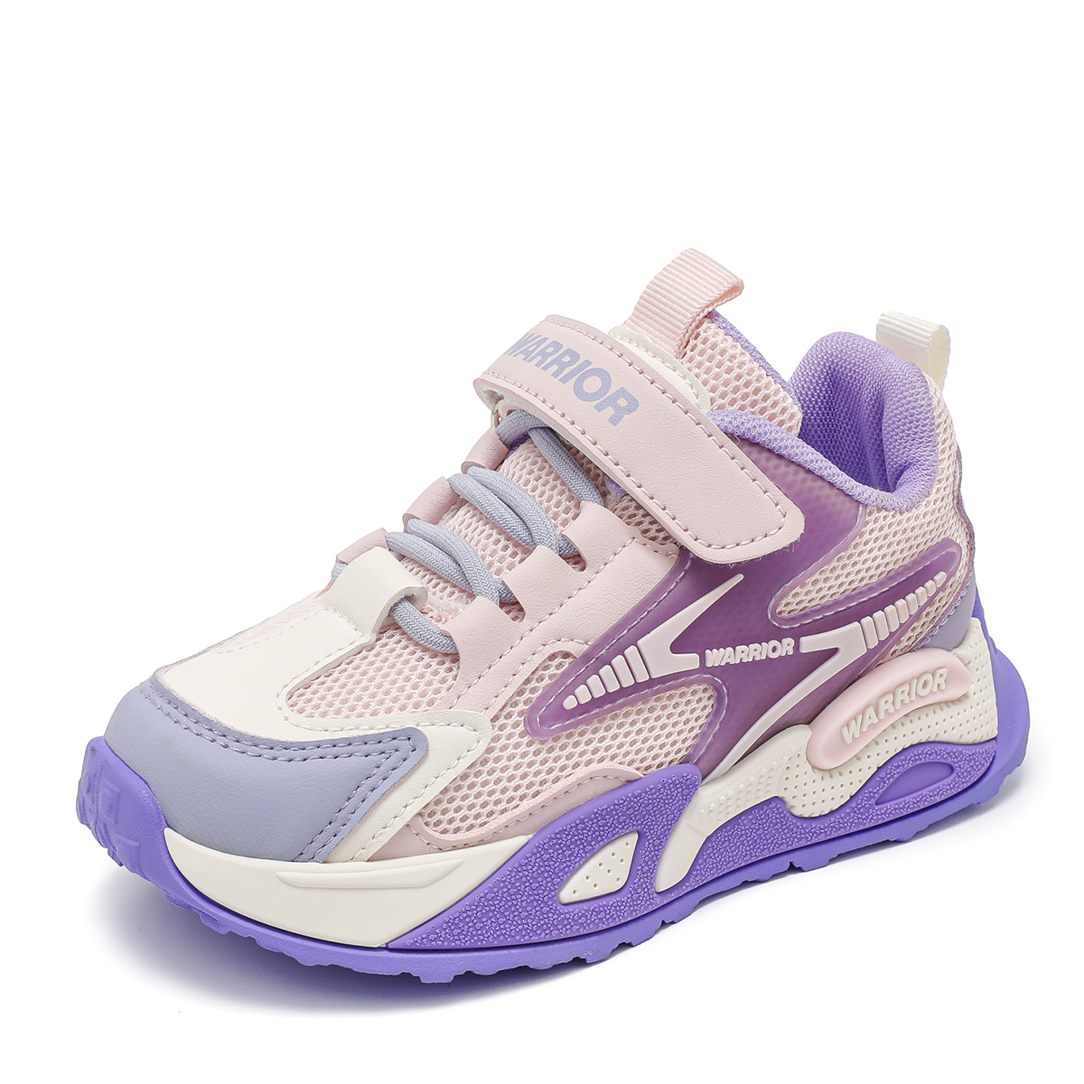 

Кроссовки детские с амортизацией, износостойкие низкие повседневные WARRIOR, розовый/фиолетовый
