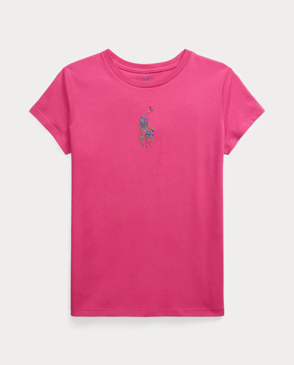 

Хлопковая футболка для девочки цвета фуксии Polo Ralph Lauren