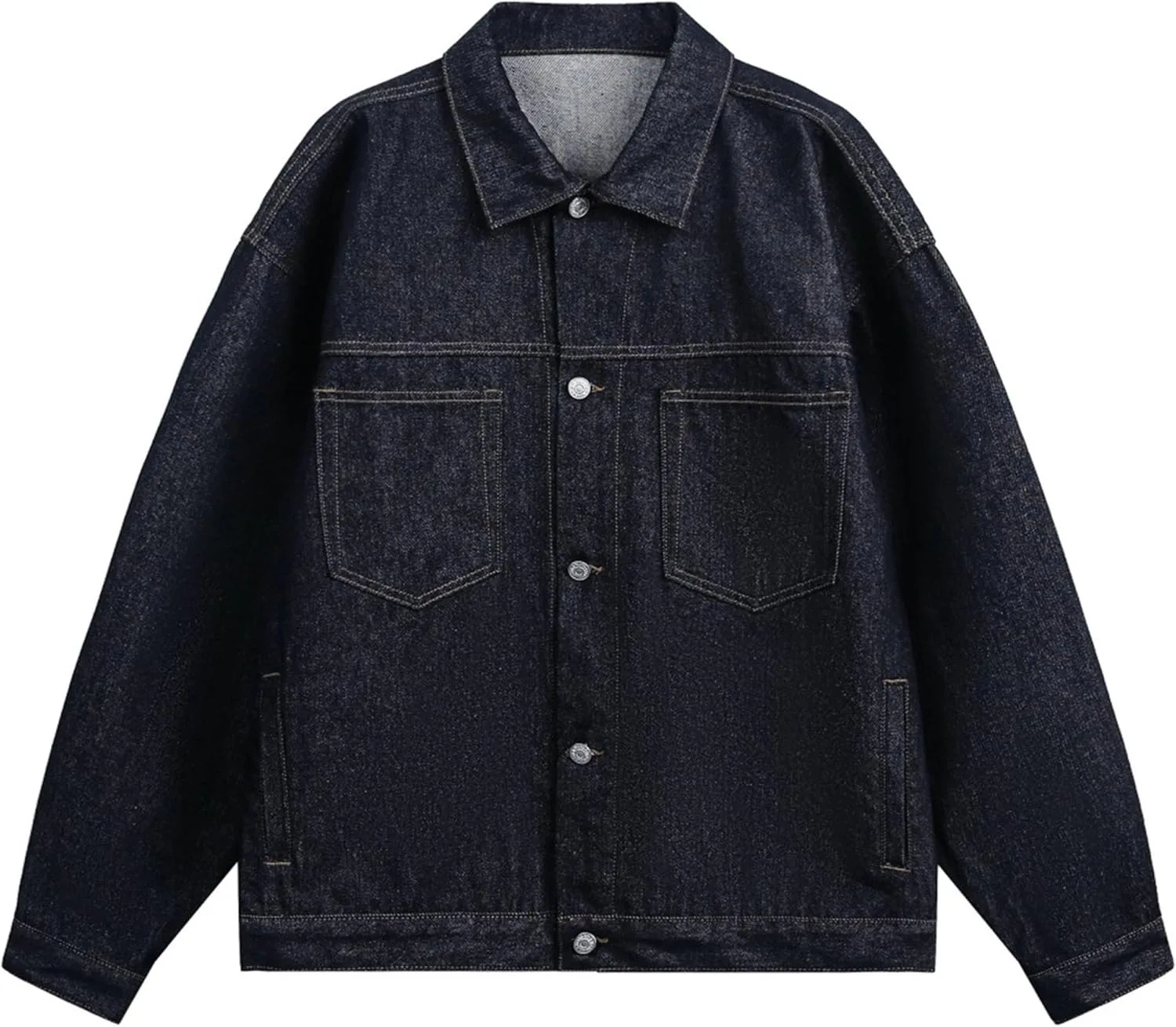Джинсовая куртка мужская Vintage Denim Trucker Jacket классический повседневный джинсовый пиджак уличный стиль верхняя одежда Generic, синий — фото 4