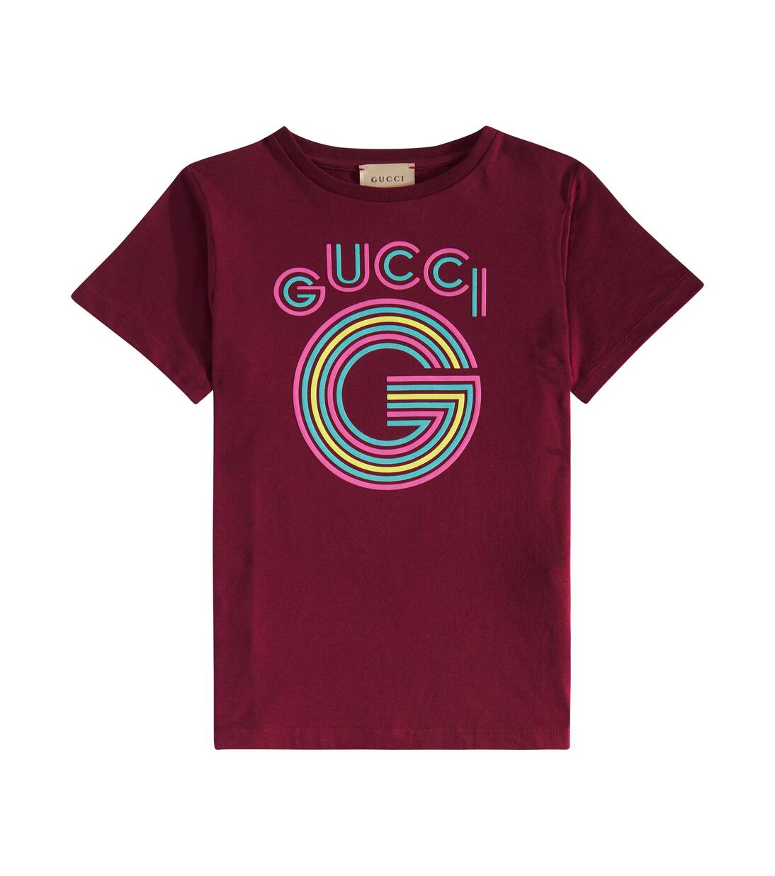 

Футболка из хлопкового джерси с логотипом Gucci Kids, цвет bordeaux/mc