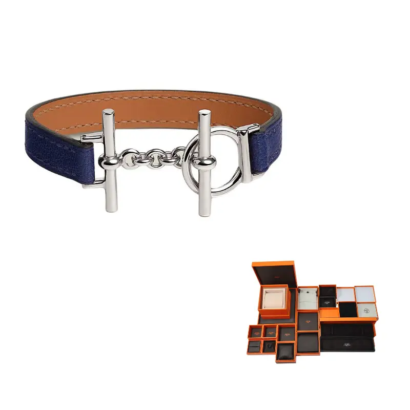 

HERMES Кожаный, металлические браслеты женский Blue