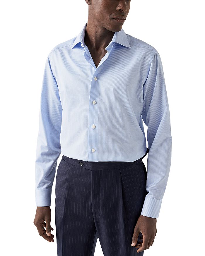 

Рубашка из тонкого твила в полоску Contemporary Fit Eton, синий