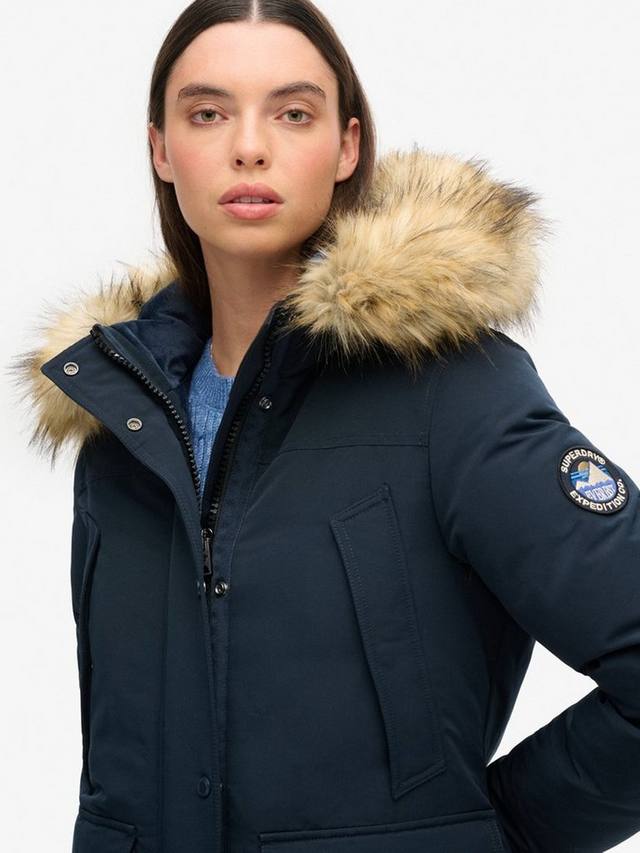 Эверест парка с искусственным мехом Superdry, Nordic Chrome Navy — фото 4