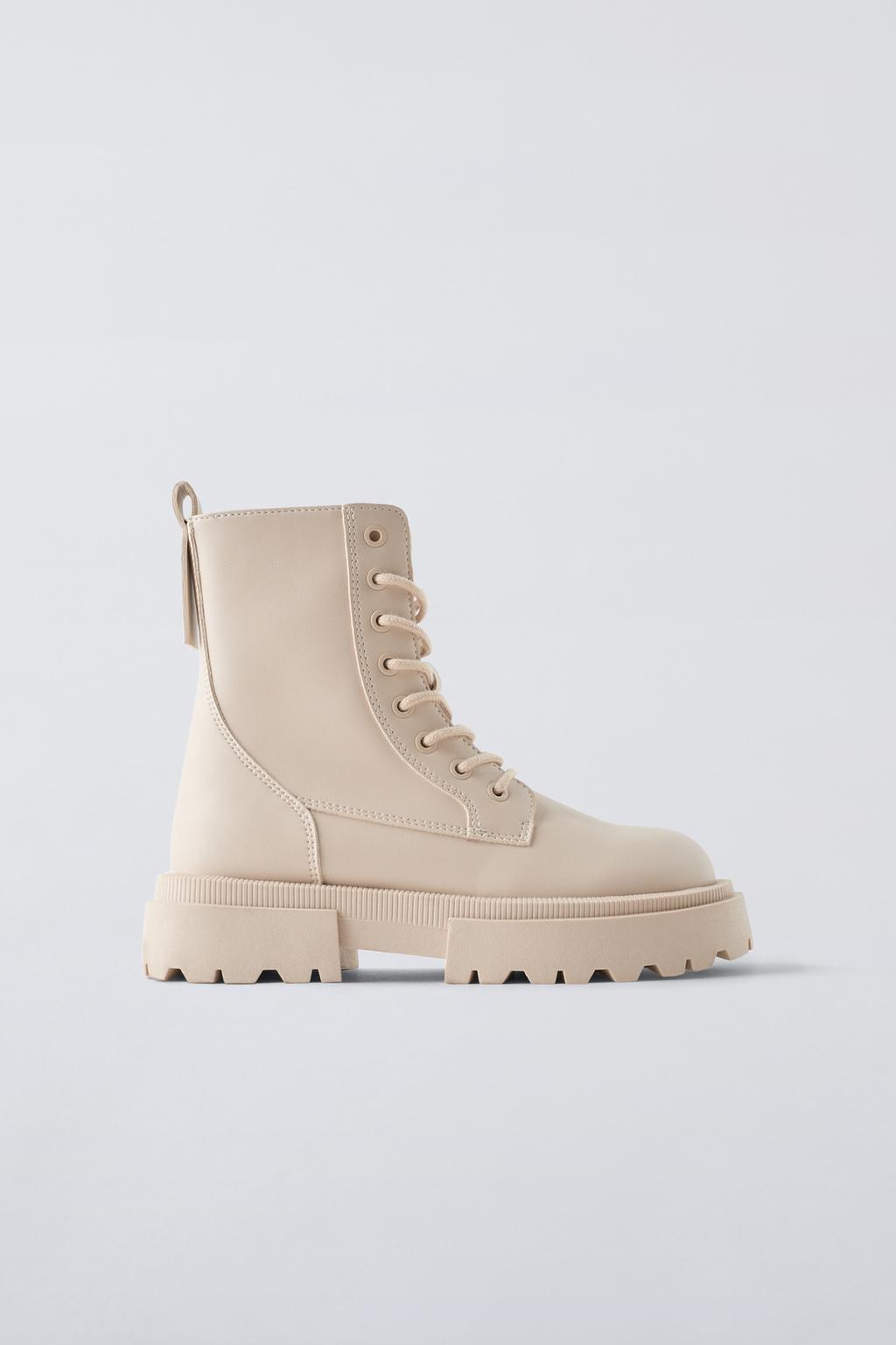 

Ботинки цвета экрю ZARA, экрю белый