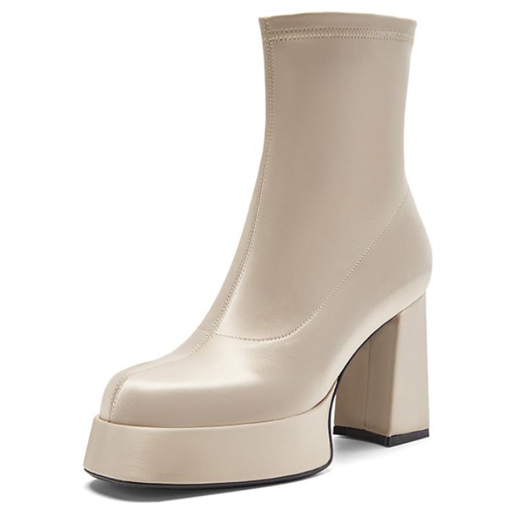 NINE WEST Женские полусапожки абрикосовые на каблуке 9,5 см, цвет Apricot — фото 3