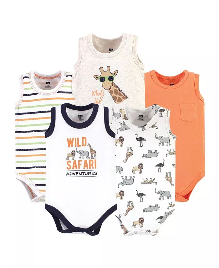 

Хлопковые боди без рукавов для маленьких мальчиков, 5 шт., Wild Safari Hudson Baby, оранжевый