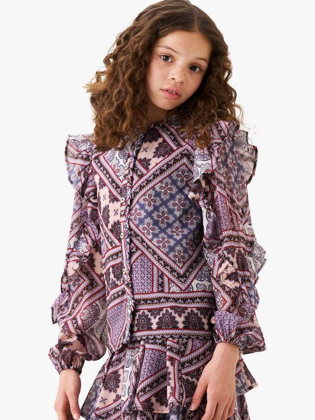 

Детская блузка с рюшами на рукавах в стиле бохо Angel & Rocket, Purple