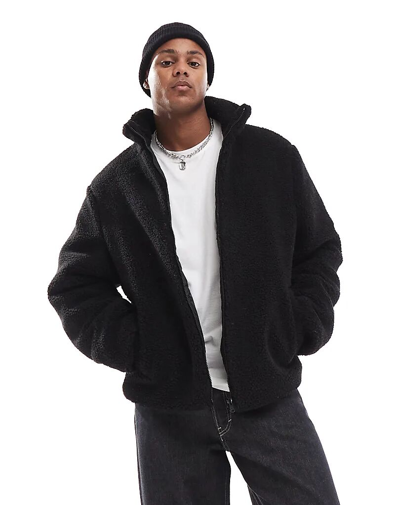 

Куртка-пуховик борг черного цвета ASOS DESIGN