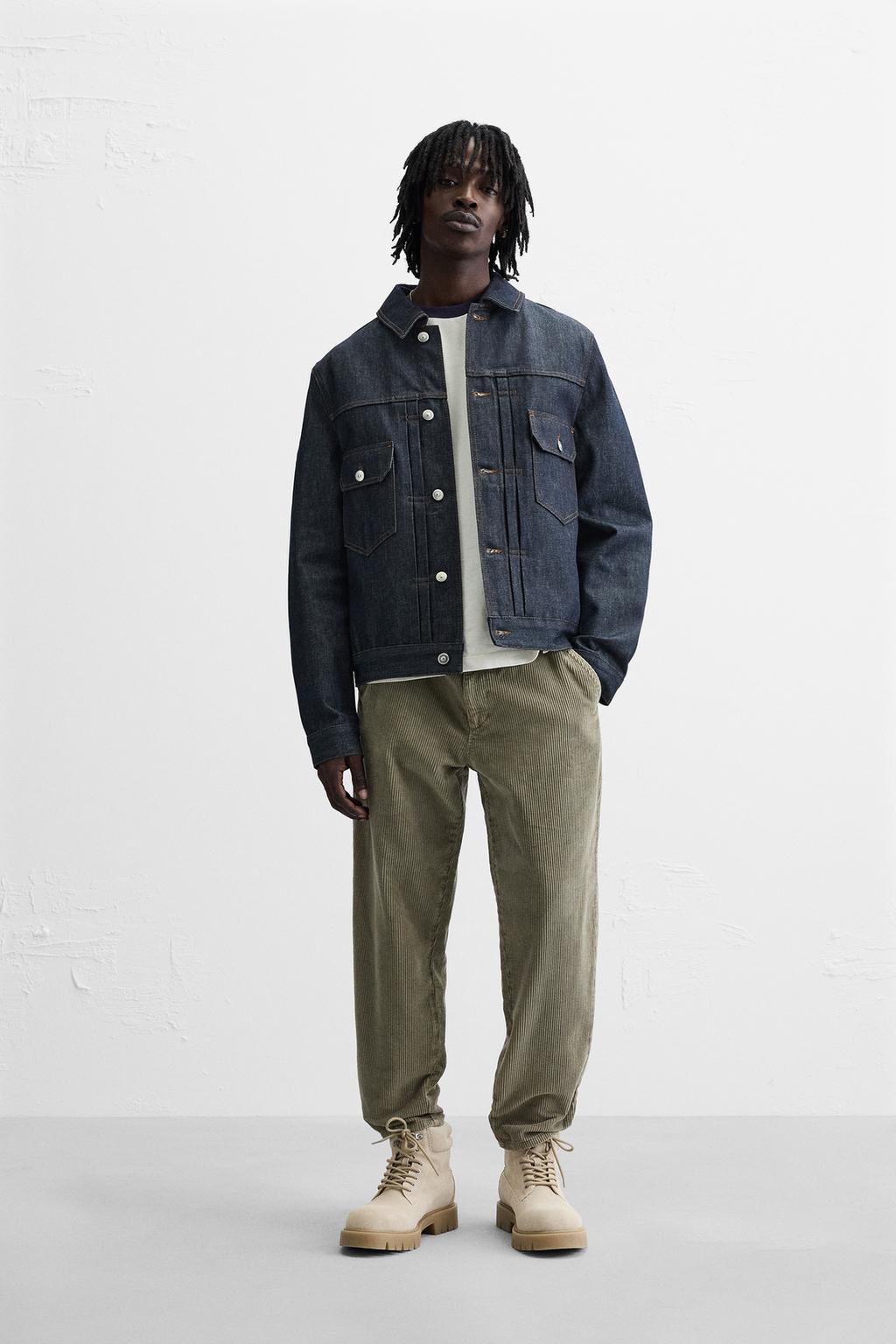 

Брюки из вельвета моркового кроя ZARA, хаки