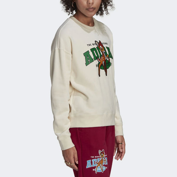 Толстовка (WMNS) Adidas Originals x Disney Bambi Pullover Sweatshirt 'Creamy White', бежевый — фото 2