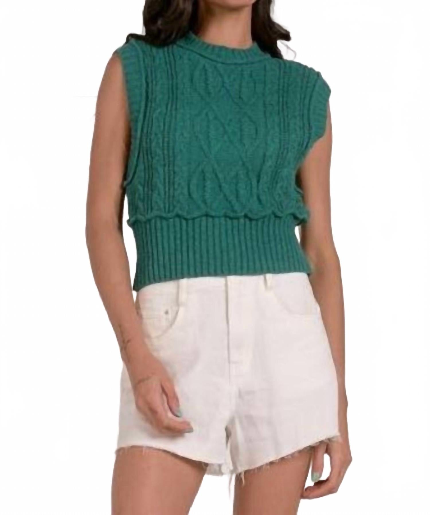 

Свитер Antonia без рукавов с круглым вырезом в изумрудном цвете ELAN, изумрудный