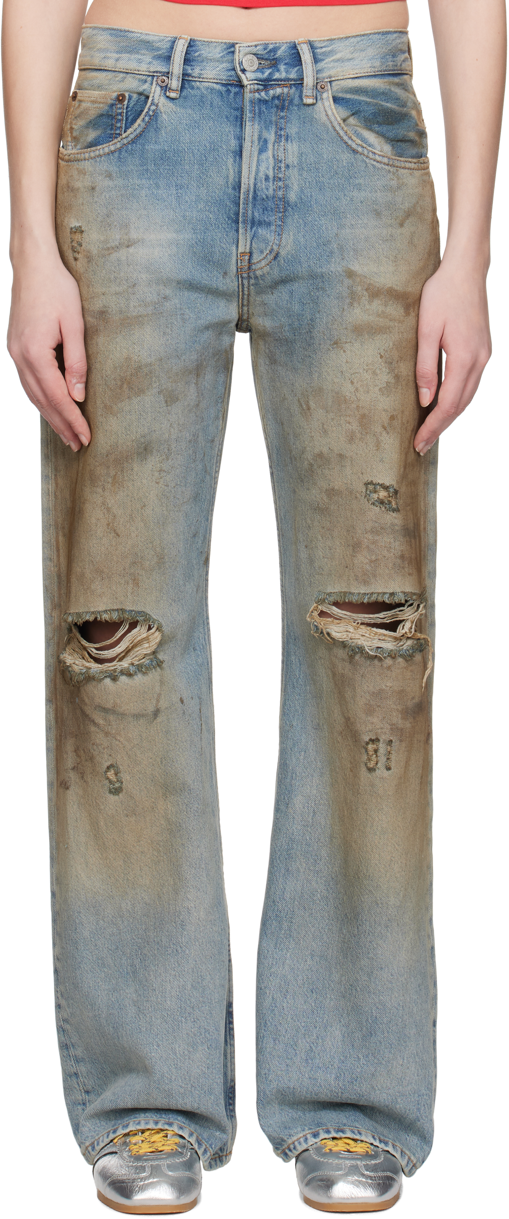 

Синие свободные джинсы Acne Studios, Mid blue