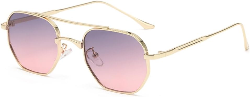 

Модные солнцезащитные очки с двойной перемычкой и металлической оправой, очки для вождения, мужские, винтажные, черные, с защитой от УФ-излучения UV400, женские MTZJH, Grey Pink