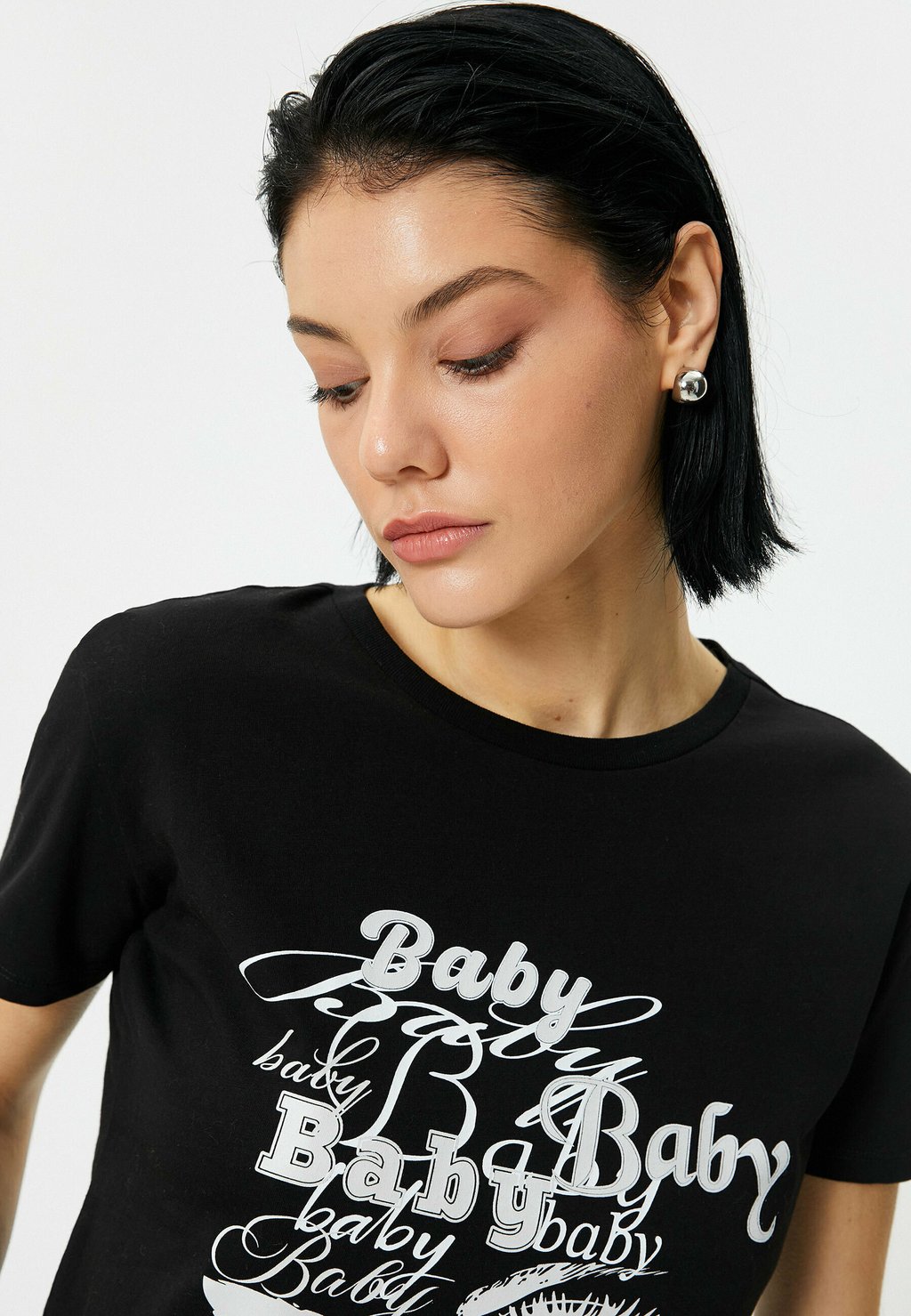 

Футболка с принтом CREW NECK Koton, черный