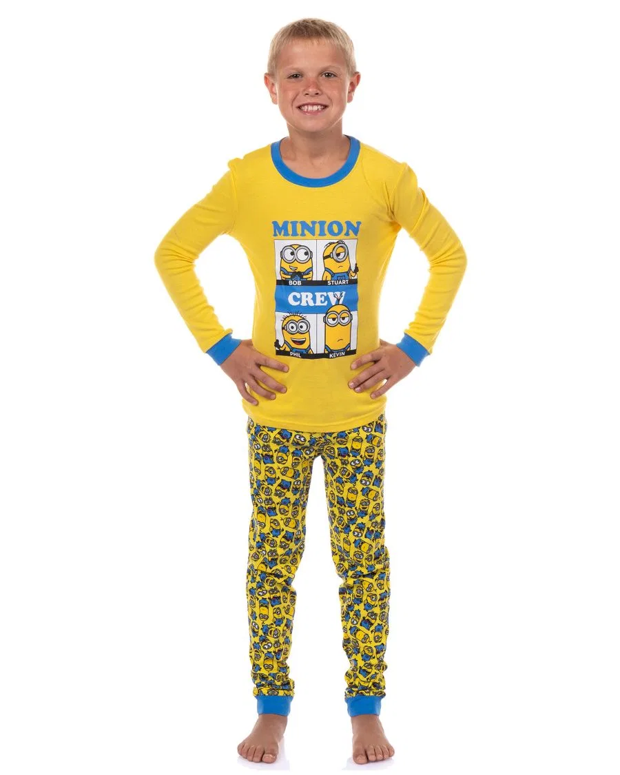 Комплект пижамы для сна Big Boys Minions Crew Bob Stuart Phil Kevin Sleep 2PC Despicable Me, желтый