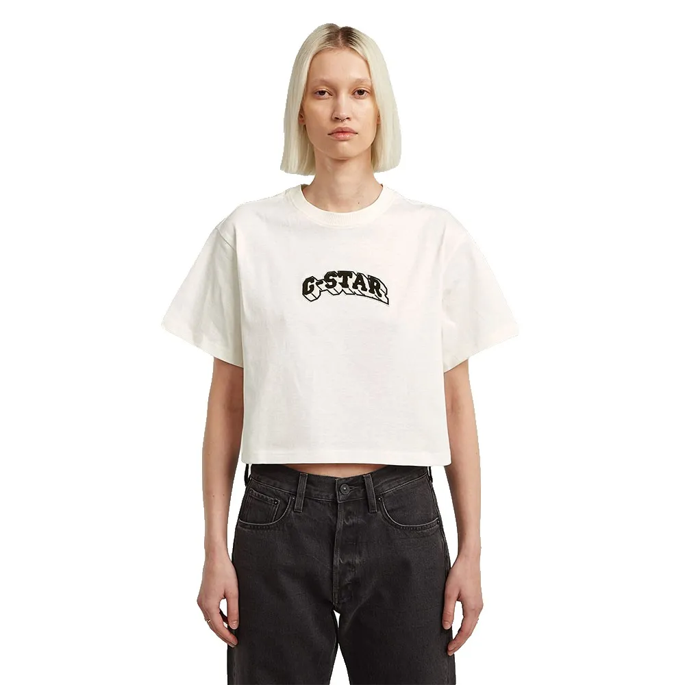 

Футболка с коротким рукавом G-Star Felt Logo Boxy, белый