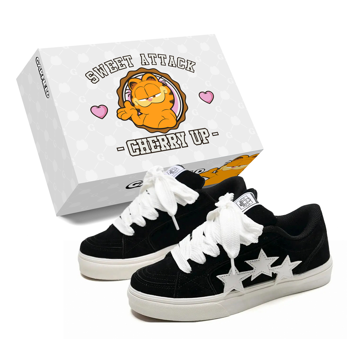 

JIAFEIMAOJIAZU Износостойкие легкие дышащие лоу-топ скейтбордские кроссовки унисекс белый черный, цвет White Black