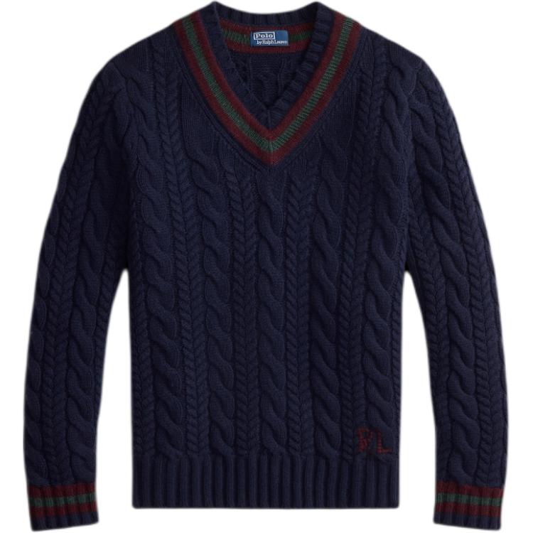 

Вязаный свитер с V-образным вырезом Polo Ralph Lauren, темно-синий