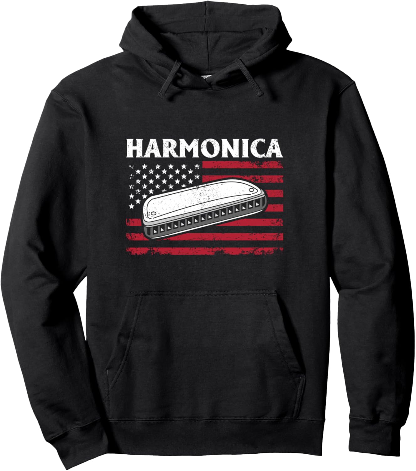 

Губная гармоника, толстовка с американским флагом Harmonica Player & Harmonica Musician, черный