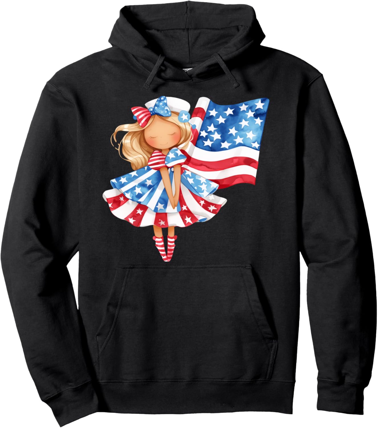 

Симпатичная патриотическая толстовка с американским флагом Girls 4Th Of July Tees Nyc, черный