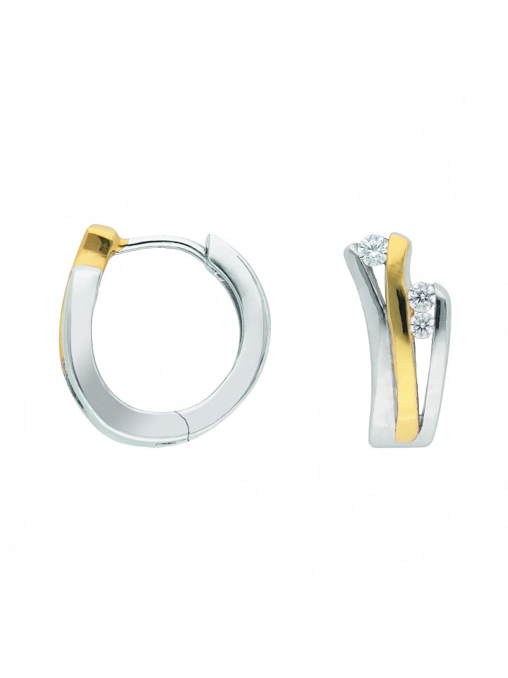 

Adeliás Женские серьги-кольца из серебра 925 пробы с цирконием, диаметр 13,1 мм