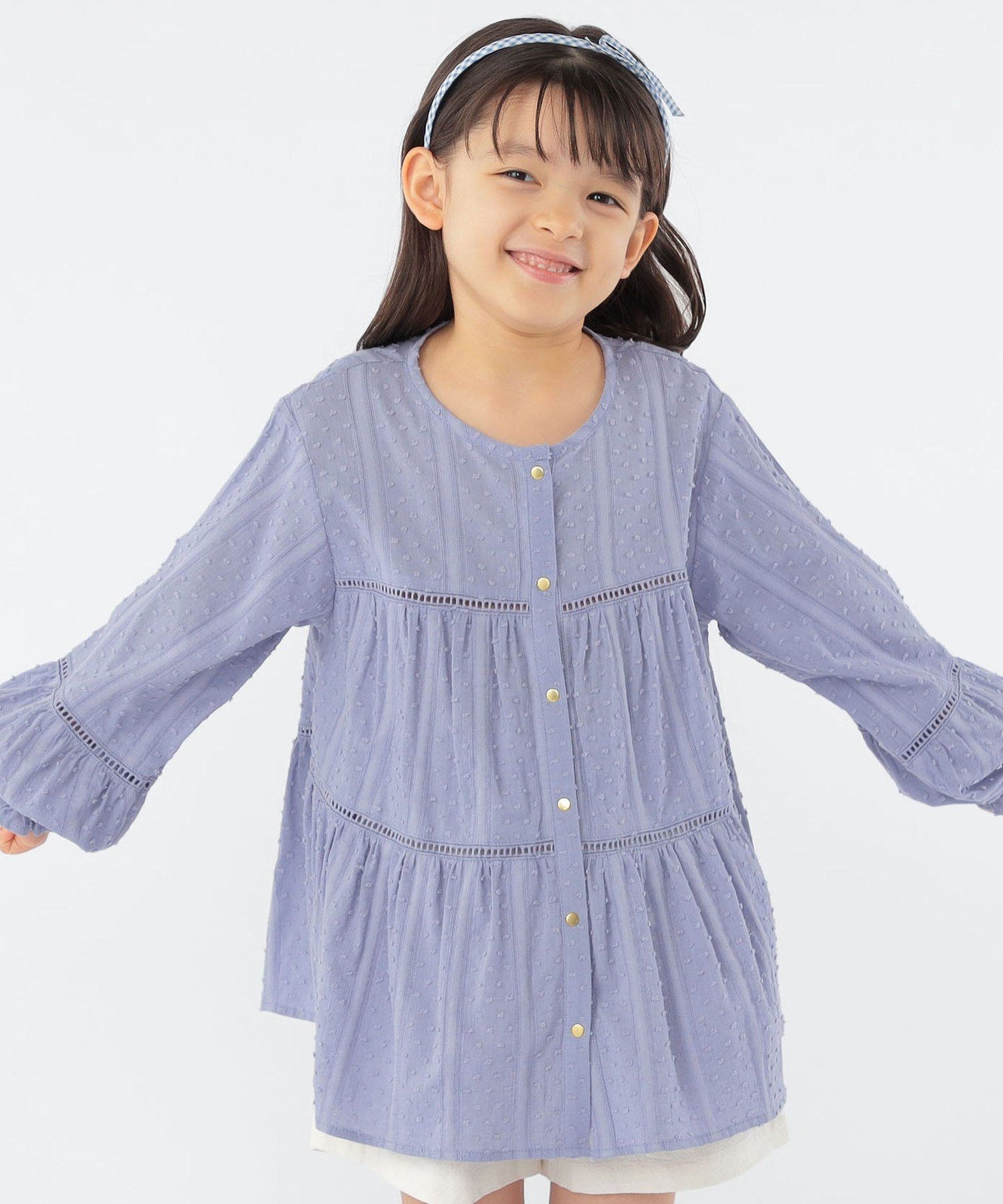 Детская блузка SHIPS: 100–130 см / Многоярусная блузка на кнопках SHIPS KIDS, Light blue — фото 2