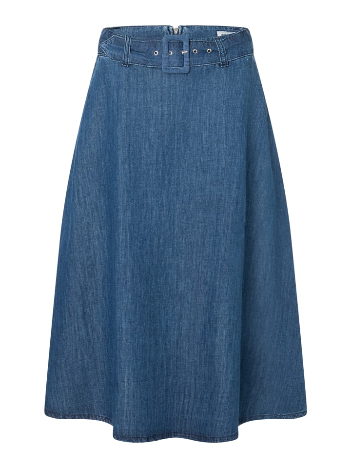 

широкая джинсовая юбка с поясом из средне-синего денима More & More