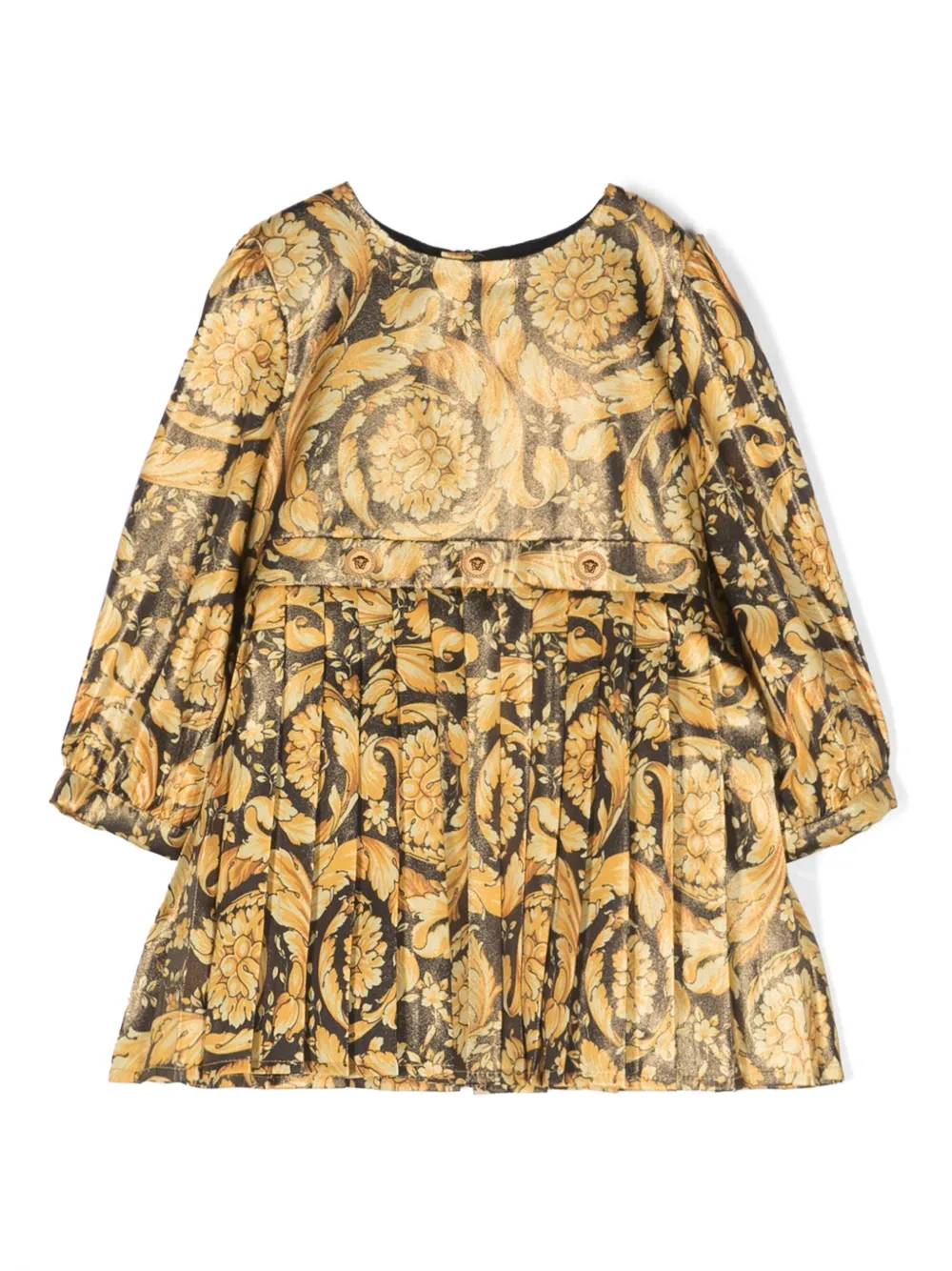 

Платье миди с длинными рукавами и принтом Barocco Versace Kids, золотой