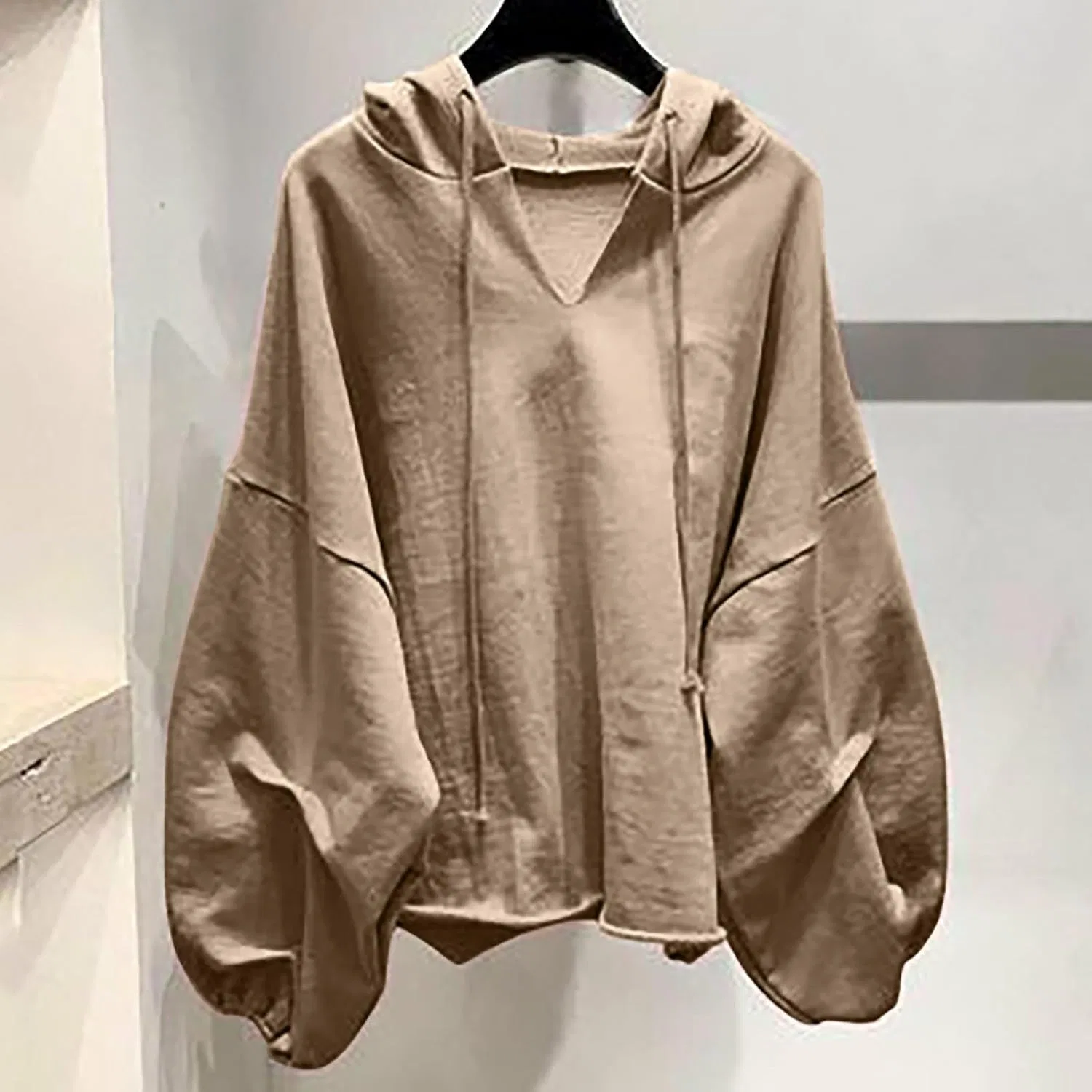 Худи женское с длинным рукавом, свободный крой, K-79 Khaki — фото 2