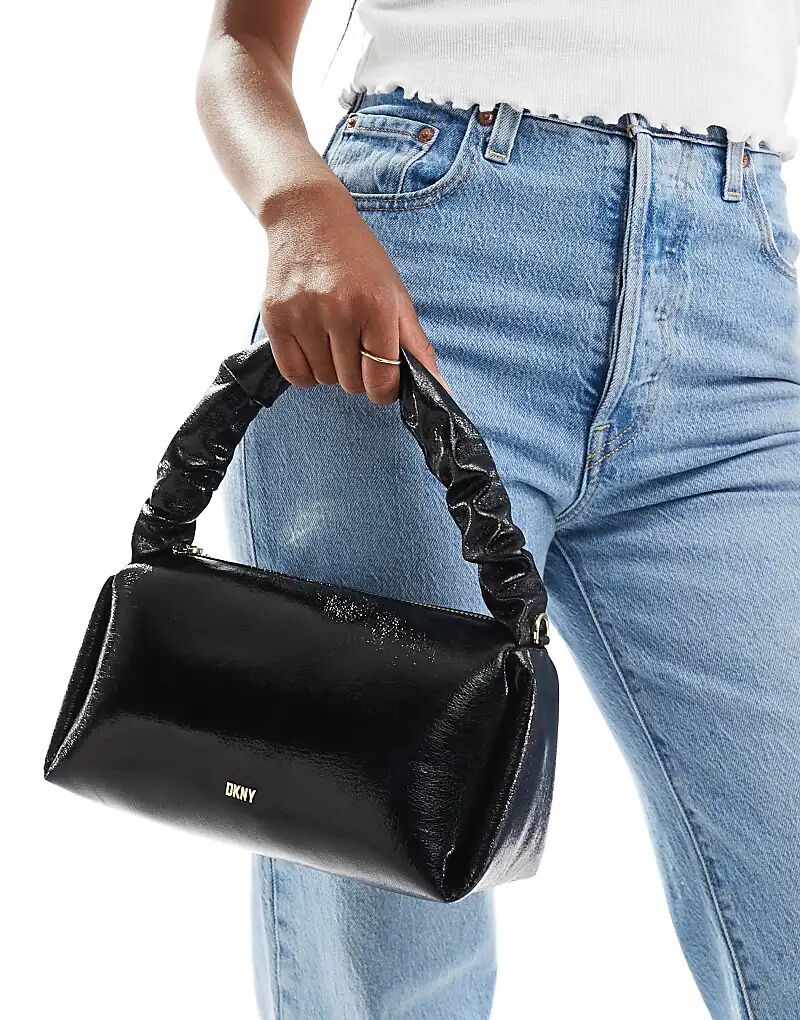 

Сумка Stasia с ремешком-рюшами, цвет черный металлик DKNY
