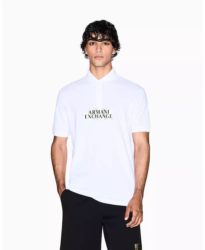 

Мужская поло с золотым логотипом A|X Armani Exchange