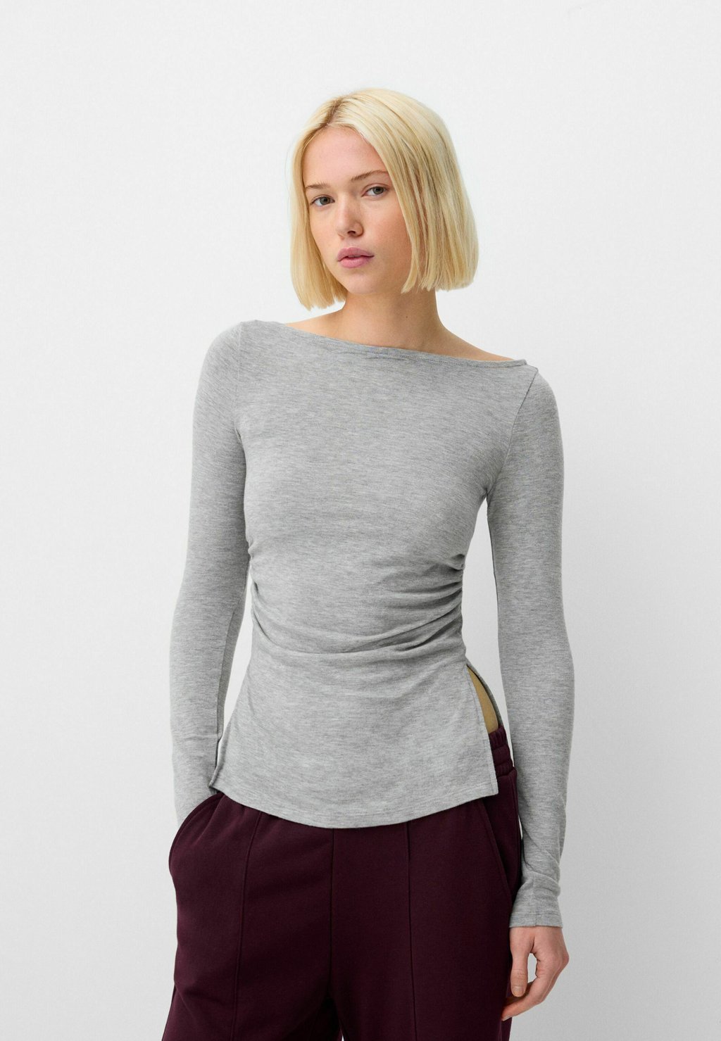 

Топ с длинными рукавами LONG SLEEVE Bershka, серый