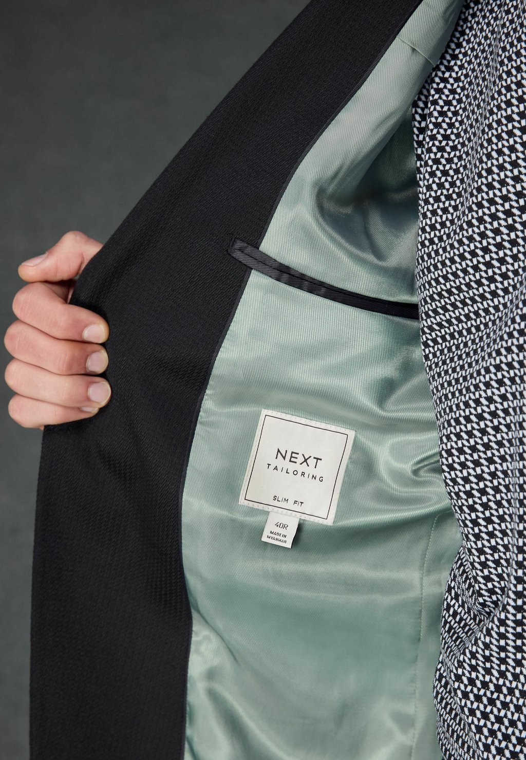 

Пиджак SLIM FIT TEXTURED STRIPE Next, черный