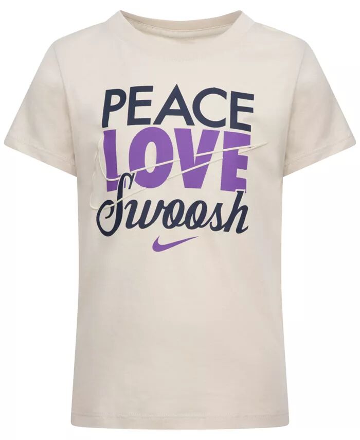 

Футболка с принтом Little Girls Ringlet Peace Love Swoosh Nike, коричневый