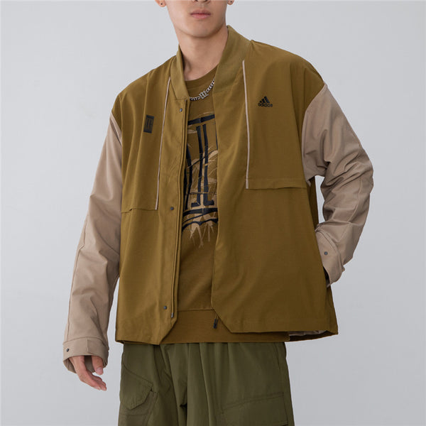 Куртка Men's adidas Splicing Contrasting Colors Athleisure Casual Sports Jacket Olive, зеленый — фото 3
