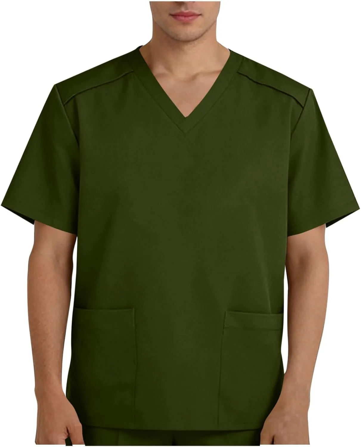 

Футболка с V-образным вырезом для мужчин, однотонная, с коротким рукавом и карманами Sdeycui