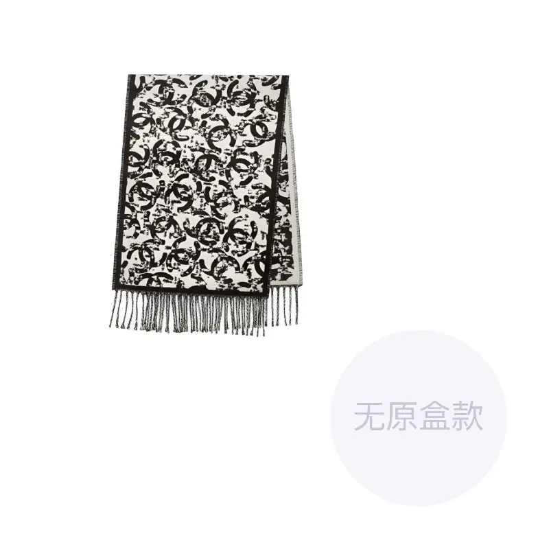 

CHANEL Шерстяной кашемировый вязаный шарф Women's Black/White