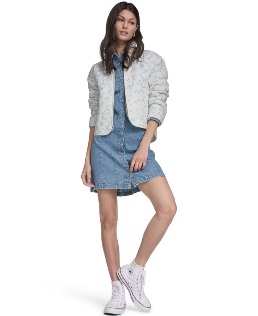 Женская стеганая короткая куртка на молнии Levi's, белый floral