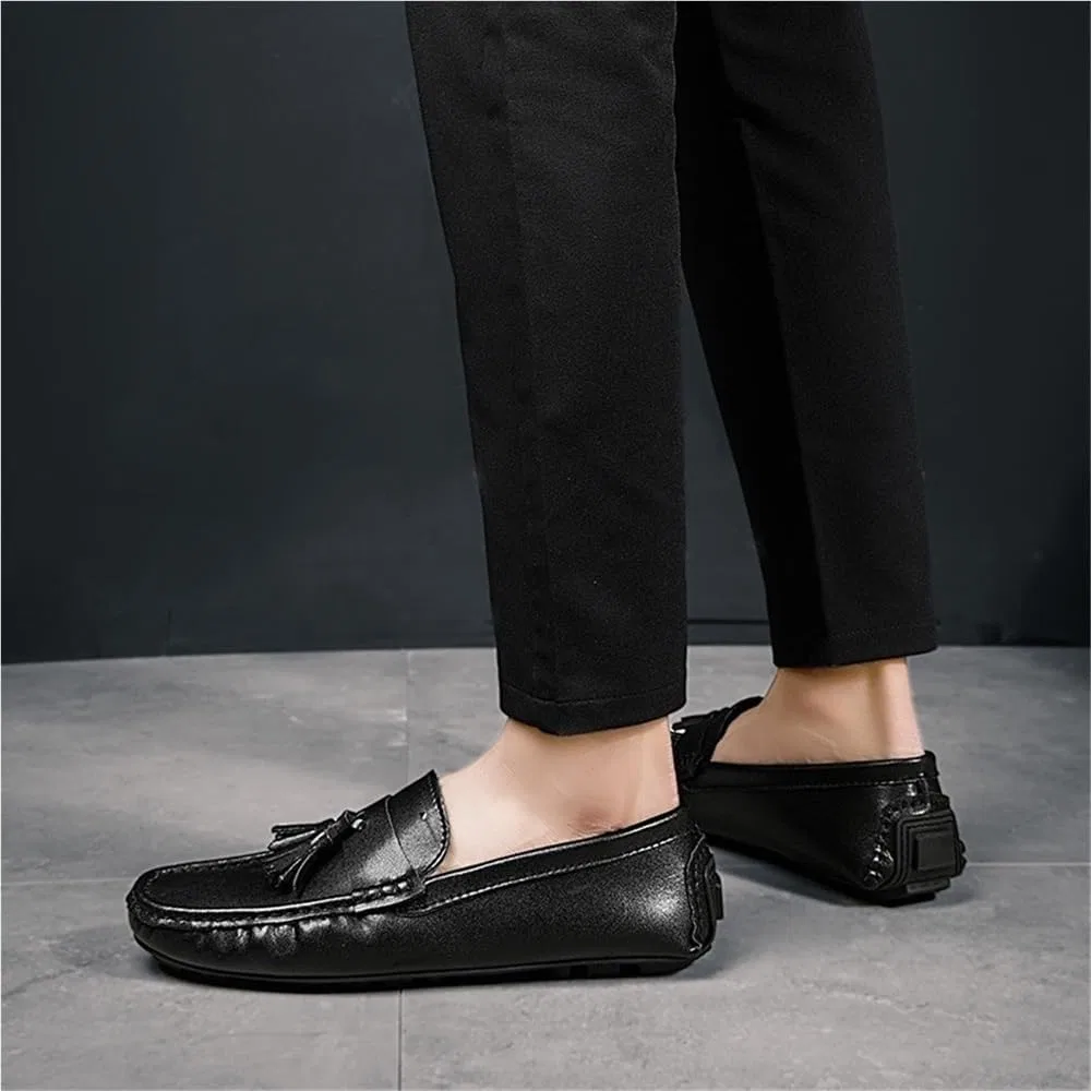 Мужские лоферы Leather Loafers, Black DHFIRUFSHLO — фото 4