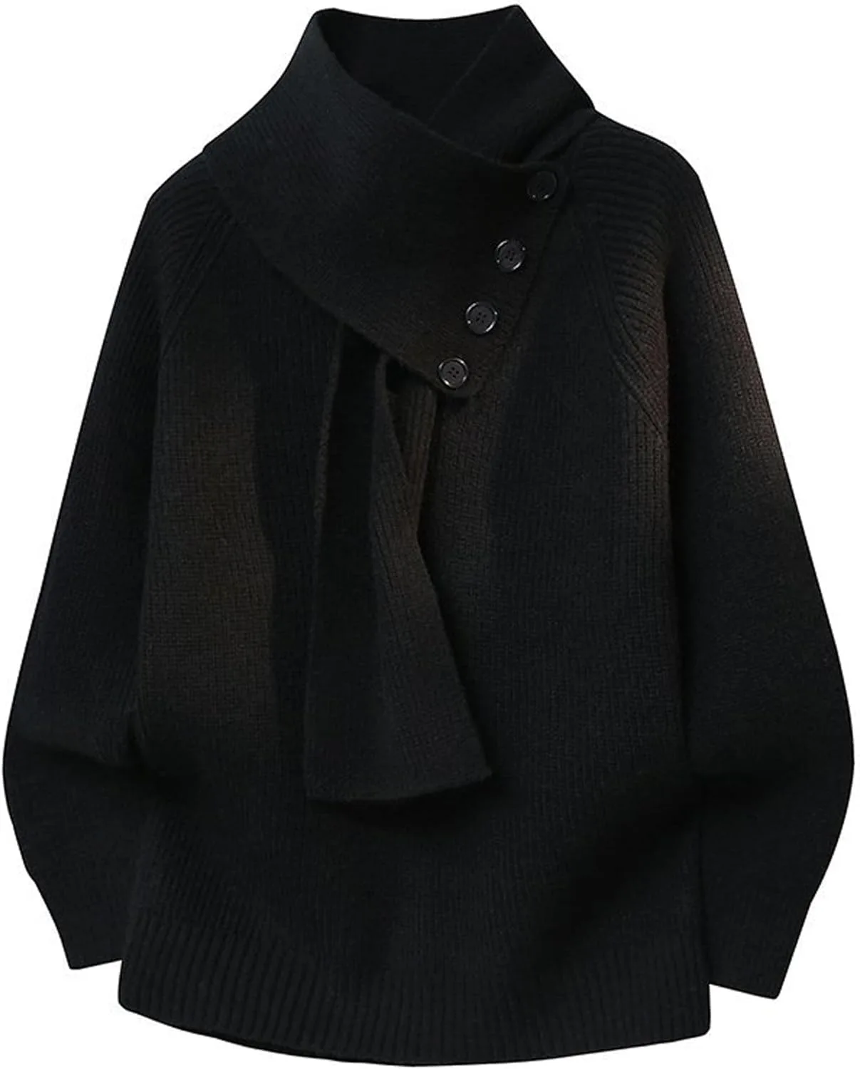 

Мужской свитер водолазка свободного кроя с асимметричной застежкой Bestgift