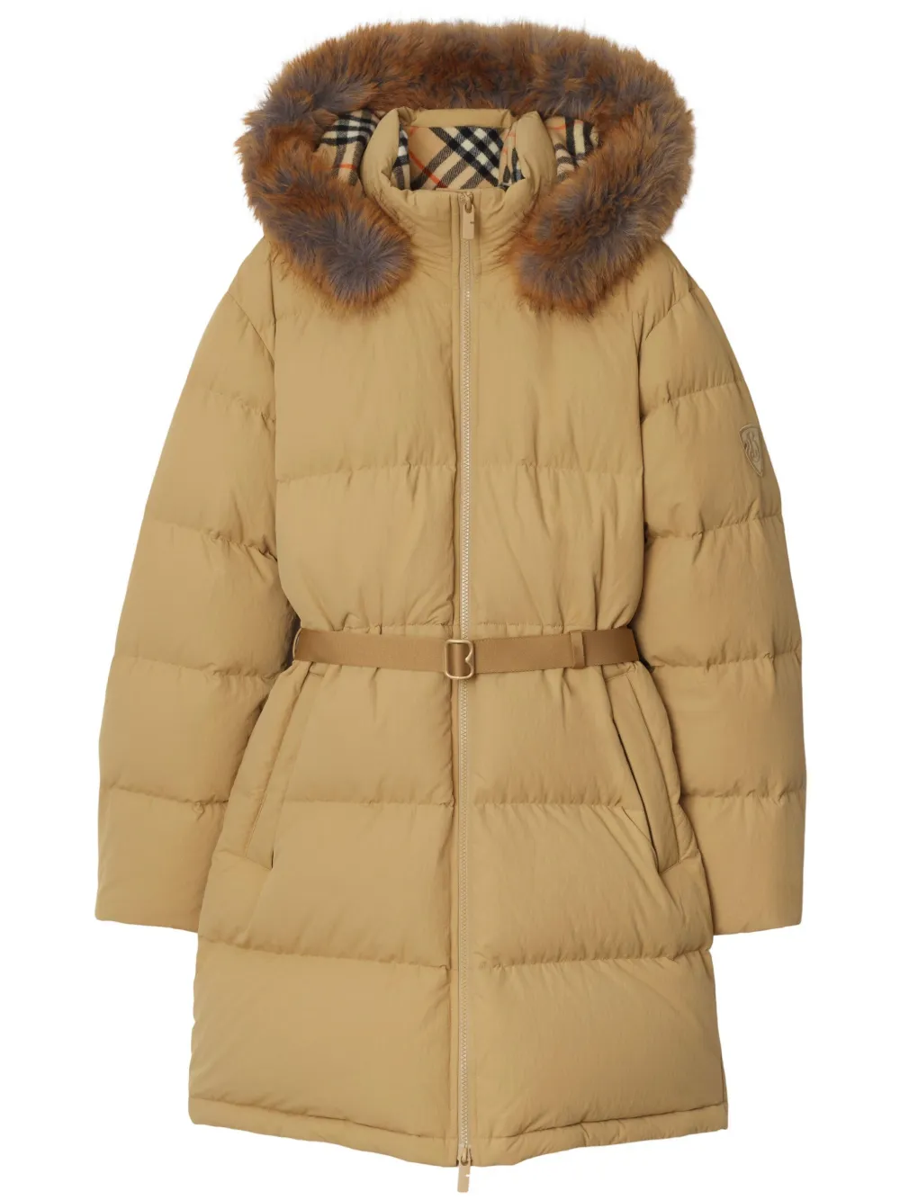 

Пуховик на молнии BURBERRY, коричневый