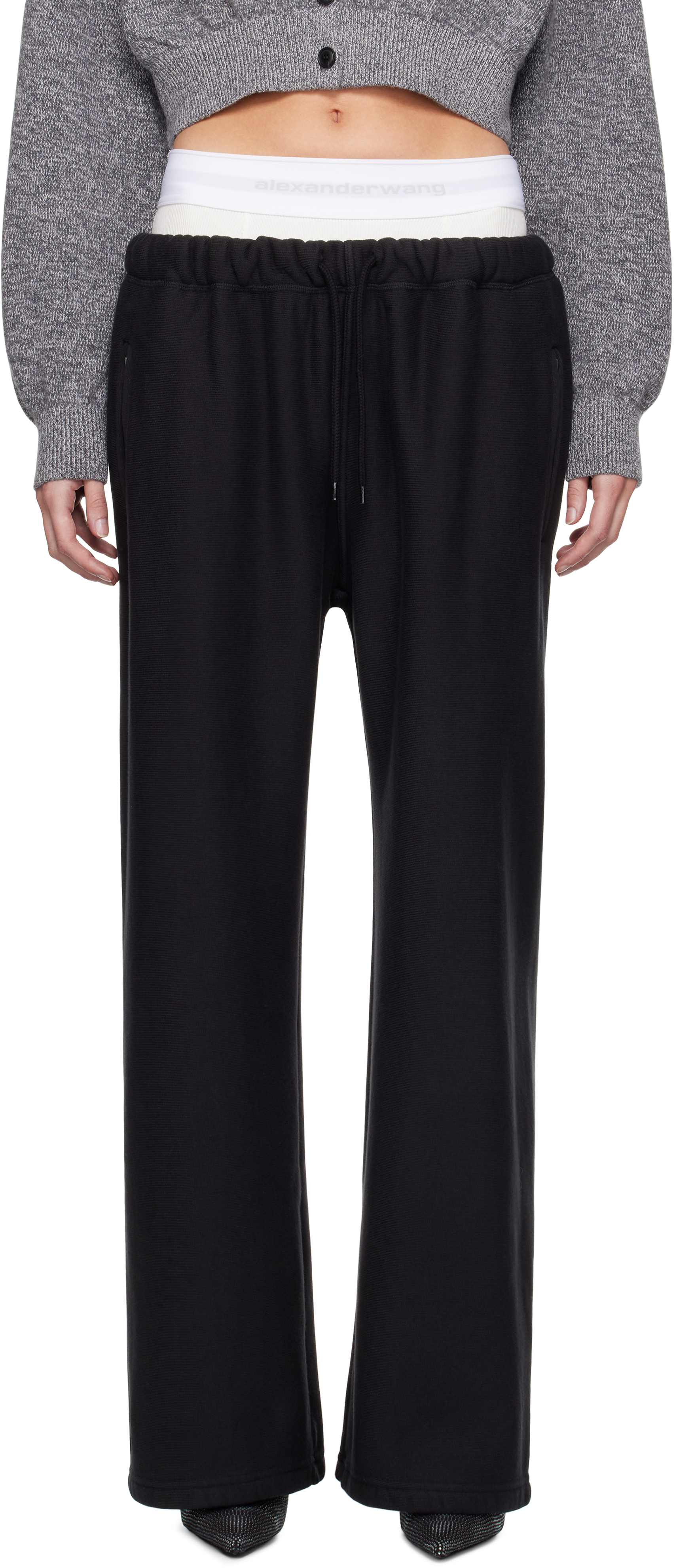 

Черные широкие спортивные брюки с логотипом Pre-Styled alexanderwang.t