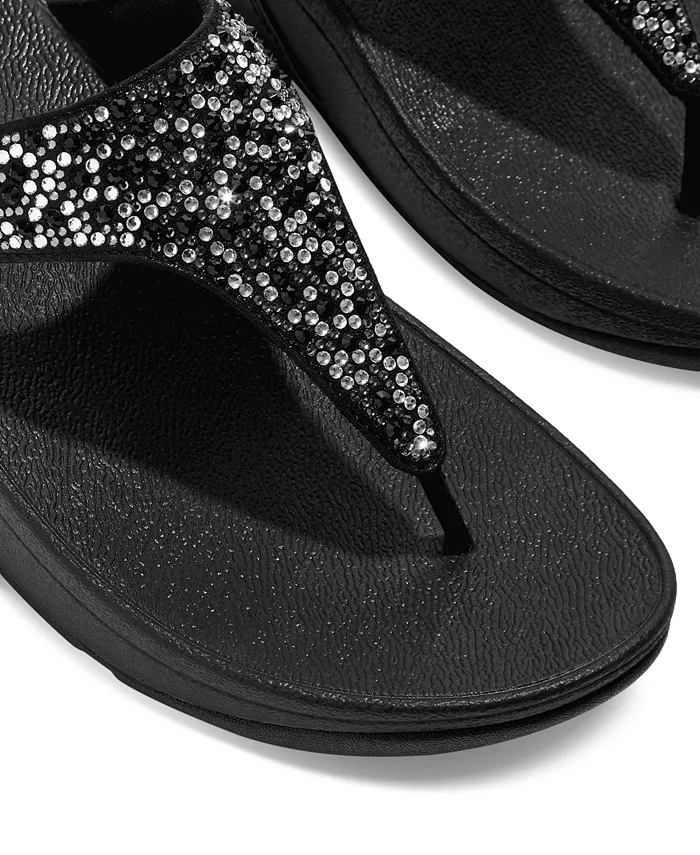 Женские босоножки-танкетки Lulu Crystal Mix с перемычкой между пальцами FitFlop, серый — фото 4