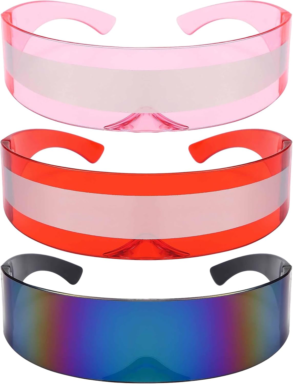 

Футуристические солнцезащитные очки Dollger в стиле Y2K, космический циклоп, обтекаемая форма, без оправы, полупрозрачные зеркальные линзы, A19:red+pink+rainbow Coating