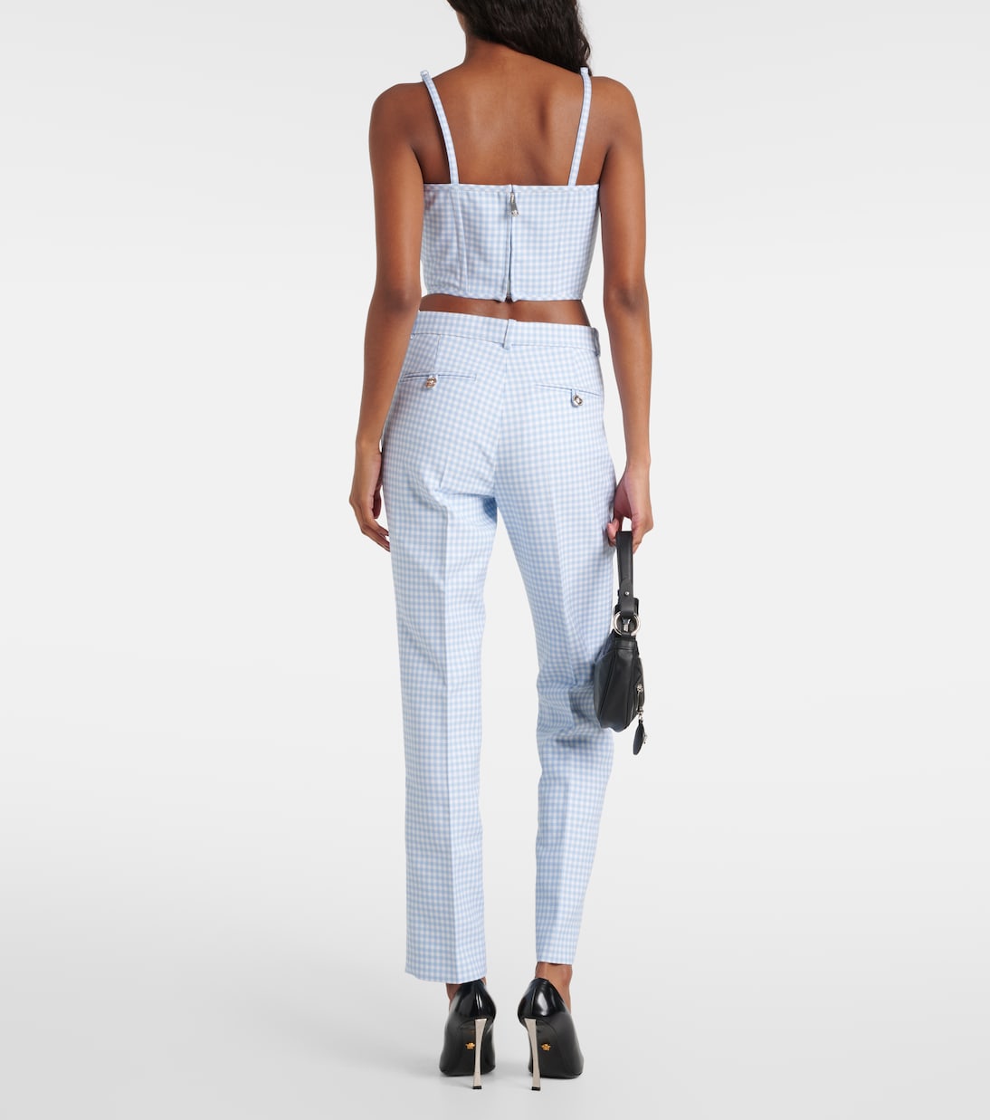 Бюстье из натуральной шерсти в клетку Medusa '95 Versace, Pale Blue + White — фото 3
